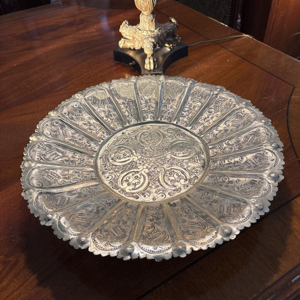 Moroccan 16" round brass tea tray