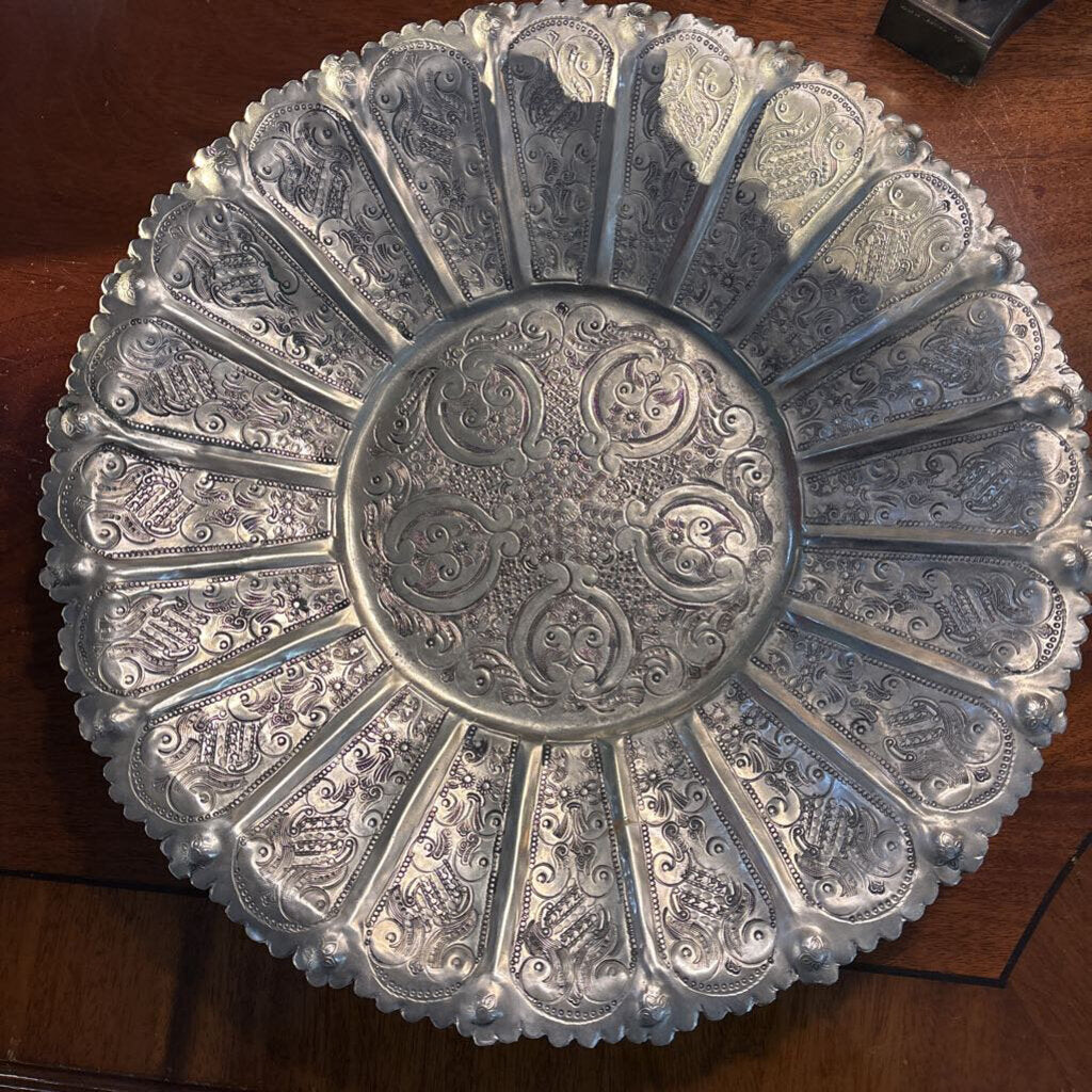 Moroccan 16" round brass tea tray