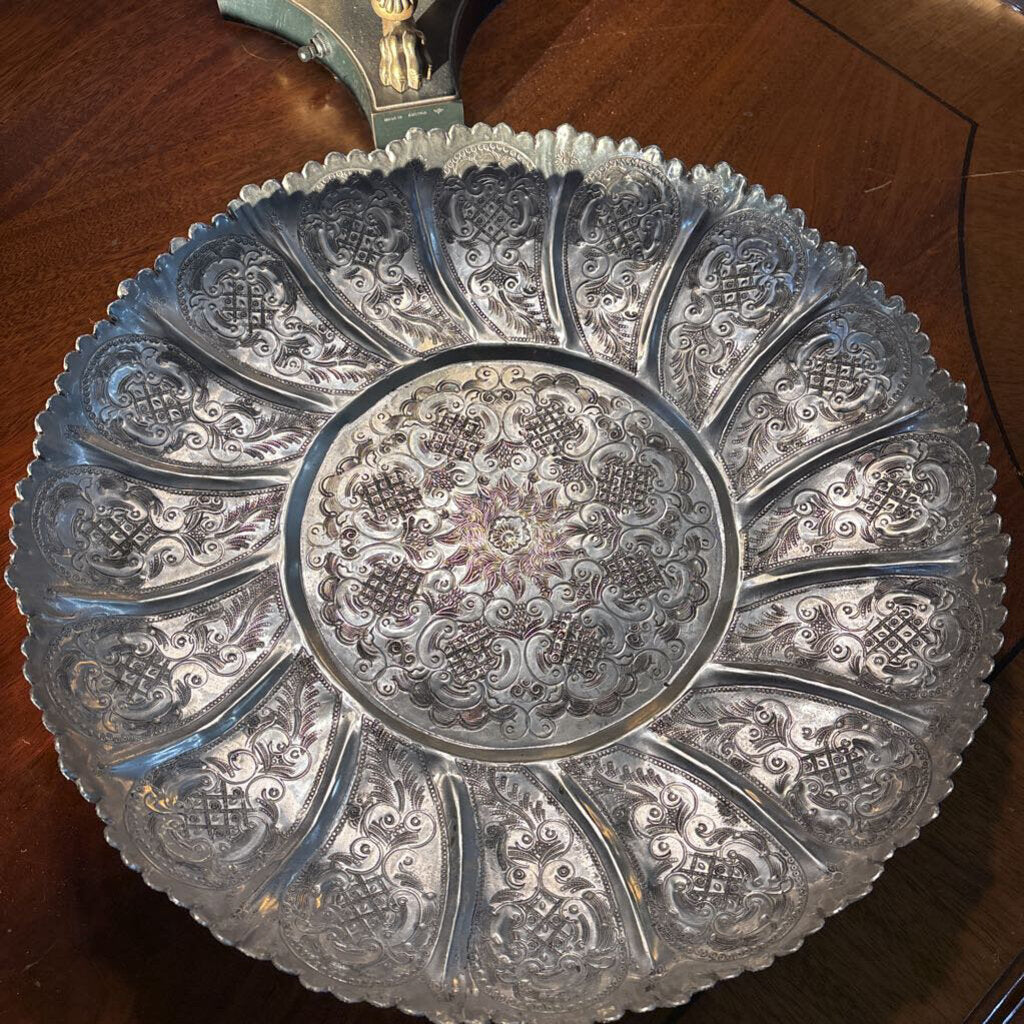Moroccan 15" round metal tea tray