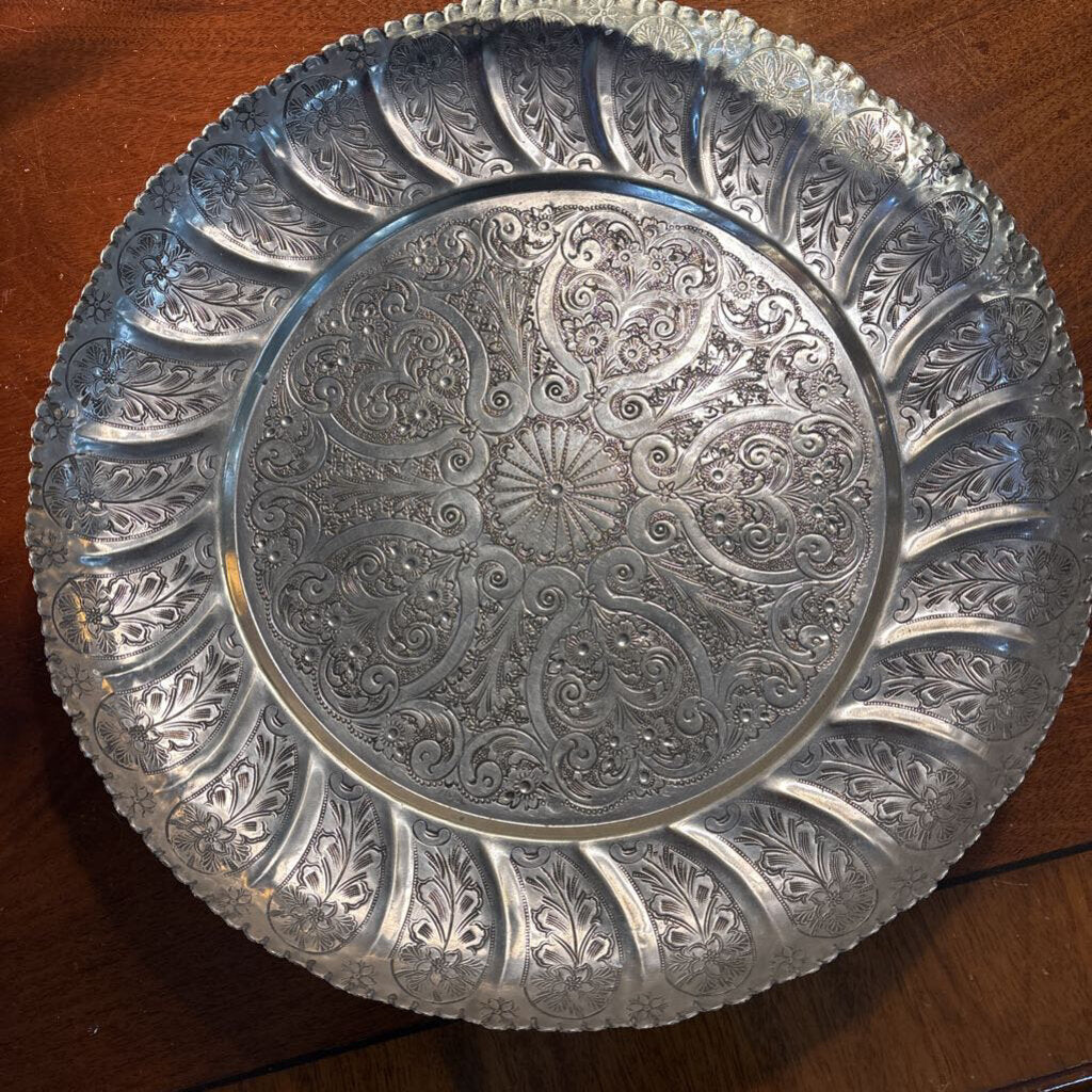 Moroccan 15" round metal tea tray