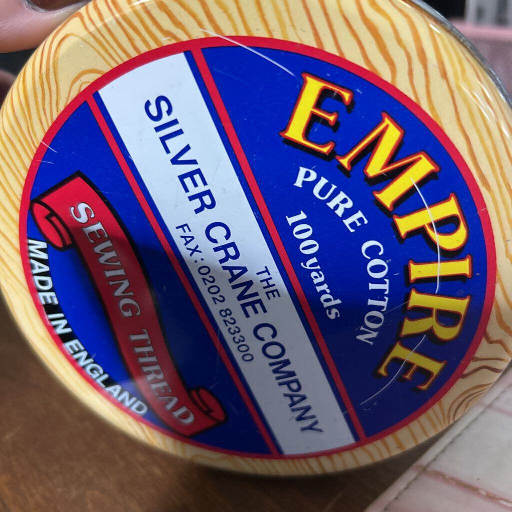 Vintage Silver Crane EMPIRE Sewing Thread Spool Tin Bundle, Advertising Tin, England c.1970s