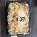 Antique Victorian Celluloid Covered Photo Album, Metal Clasp, Austrian Lady Dirndl, Floral. c.1890s.