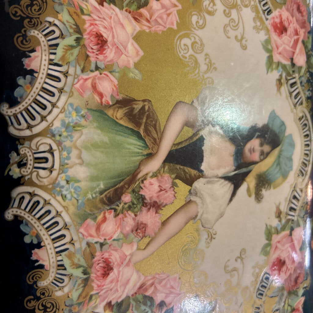 Antique Victorian Celluloid Covered Photo Album, Metal Clasp, Austrian Lady Dirndl, Floral. c.1890s.